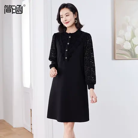 简涵大码法式复古蕾丝拼接连衣裙2024新款春季气质减龄显瘦女装商品大图