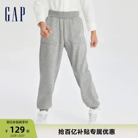 Gap男童冬季LOGO天鹅绒束脚裤儿童装时髦宽松保暖运动裤785347商品大图