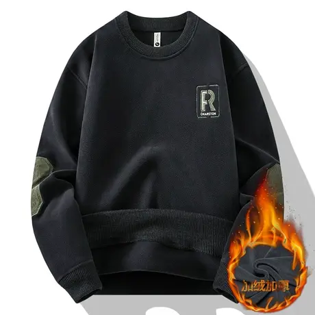 高档奥粒绒男士冬季卫衣加绒加厚长袖t恤保暖加肥加大码打底小衫商品大图