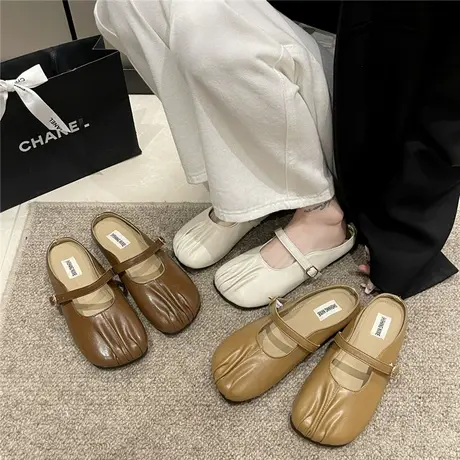 包头半拖鞋女春秋外穿2024新款平底休闲孕妇懒人鞋穆勒鞋半拖单鞋商品大图