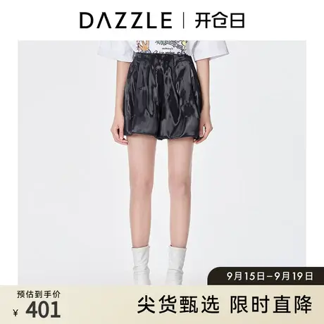 DAZZLE地素奥莱 夏季高腰光泽感运动阔腿裤休闲短裤女商品大图