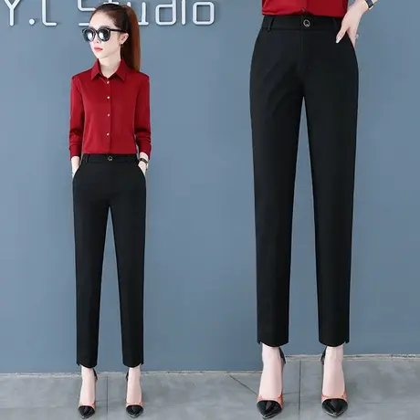 哈伦裤女宽松老爹裤2023春秋宽松休闲西裤高腰裤子垂感职业烟管裤商品大图