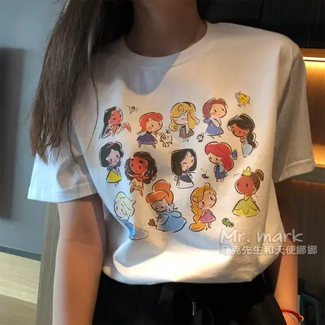 复古ins超火短袖T恤女夏2023新款chic港风宽松圆领半袖hiphop上衣商品大图