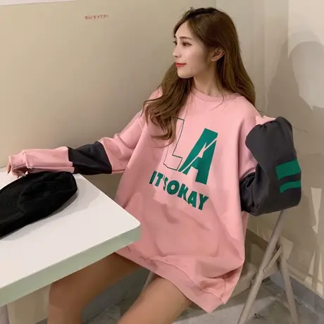 waitmore卫衣女2019新款潮ins韩版学生宽松bf慵懒风春秋薄款外套图片