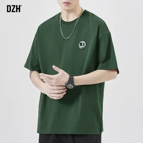 男生绿色短袖男t恤潮牌纯棉大码男装2023新款衣服上衣体恤衫夏季商品大图