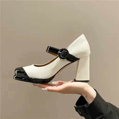 赫本风小皮鞋夏季女2023新款百搭高跟配裙气质法式复古玛丽珍女鞋商品大图