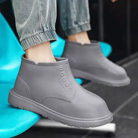 雨鞋男德系防滑耐磨休闲中筒雨靴防水鞋厨师鞋上班胶鞋洗车钓鱼鞋商品大图