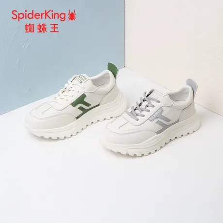 SPIDER KING/蜘蛛王德训鞋真皮2023秋商场新款女板鞋网红爆款厚底图片