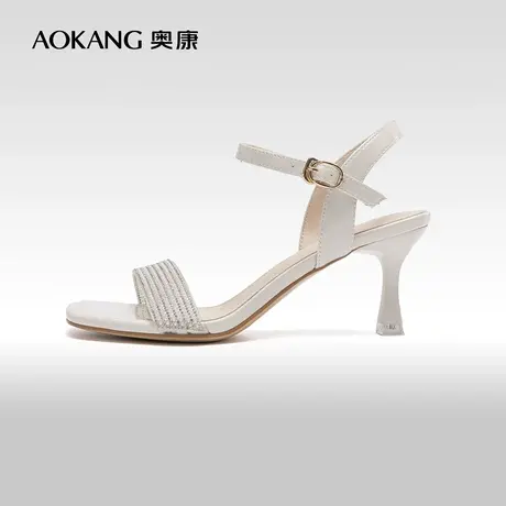 奥康女鞋 夏季气质优雅优雅气质水钻细跟女高跟鞋一字带百搭女凉图片