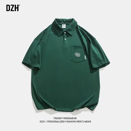 男生绿色重磅polo衫男短袖纯棉夏季高端男装2023年新款t恤衫宽松商品大图
