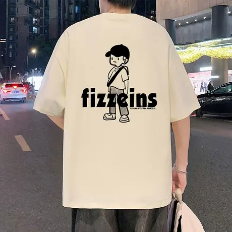 短袖T恤男夏季2025新款重磅纯棉男生半袖oversize潮牌运动上衣服商品大图