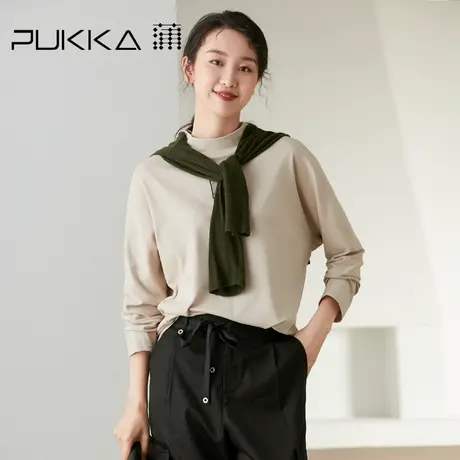 蒲PUKKA 商场同款长袖打底衫秋装新款设计感纯棉套头卫衣女图片