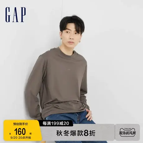 Gap男装秋季2023新款LOGO纯棉运动长袖T恤810626时尚休闲上衣图片