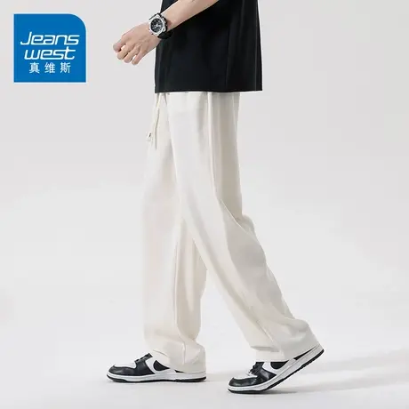 KZ真维斯运动休闲裤男士直筒卫裤子宽松阔腿垂感春秋季2025年新款商品大图
