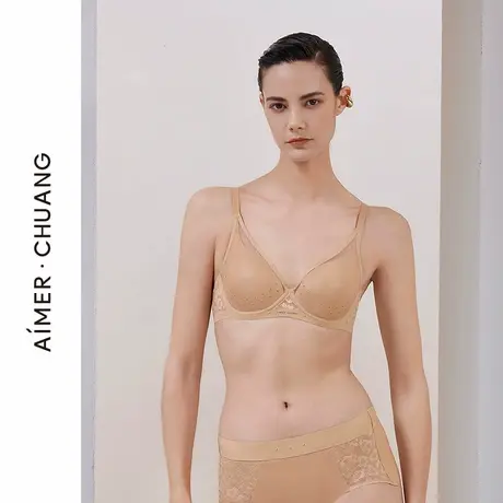 爱慕·CHUANG明动7内衣女3/4薄杯大罩杯大胸显小洞洞文胸CA111891商品大图