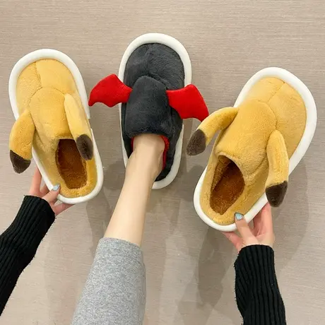 2023新款棉拖鞋女秋冬季卡通小恶魔居家用防滑室内男情侣棉拖鞋冬商品大图