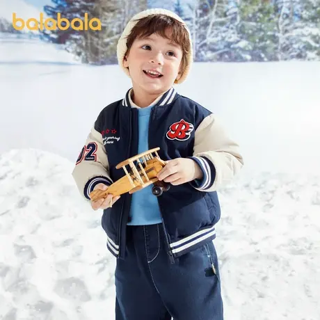 巴拉巴拉童装宝宝羽绒服加厚保暖2025早春男童棒球式外套时尚洋气商品大图