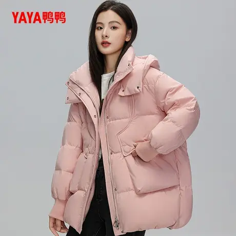 YAYA鸭鸭羽绒服女冬2024新款短款时尚连帽宽松休闲设计感加厚外套商品大图
