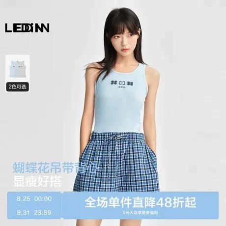 乐町轻活系列少女力背心25年秋季新款透气内搭上衣蝴蝶花吊带背心商品大图
