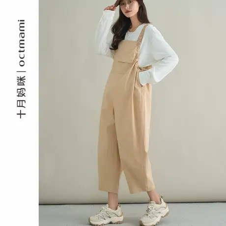 十月妈咪孕妇气球背带裤秋季新款外穿宽松阔腿宽松托腹裤子秋装商品大图