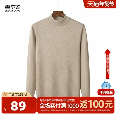 雪中飞25秋新款男士纯色百搭圆领套头上衣休闲打底长袖针织衫W图片