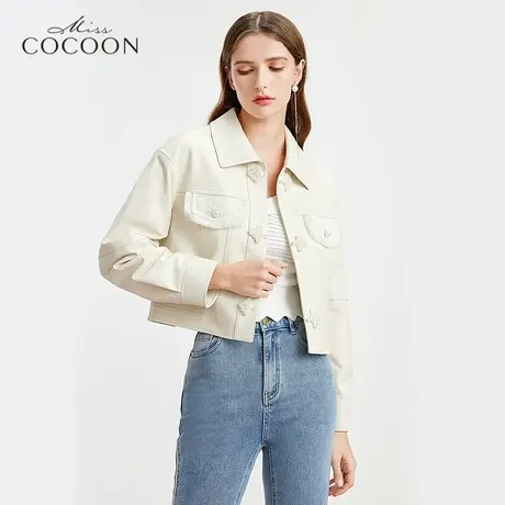 missCOCOON绵羊皮皮衣女2022新款秋国风设计宽松外套时尚复古夹克图片
