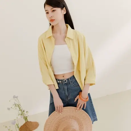 桔熊春夏季通勤休闲不易皱连袖翻领衬衫宽松上衣女大码AB17504图片