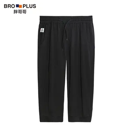 胖哥哥大码男装新款休闲七分裤男加肥加大宽松潮流弹力松紧腰裤子商品大图