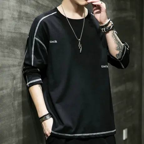 长袖t恤男士2023新款春秋潮牌潮流ins男装宽松卫衣打底衫体恤衣服商品大图