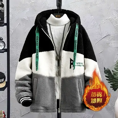 2023冬季新款羊羔绒外套男加厚保暖棉衣秋冬初中高中学生冬天衣服商品大图