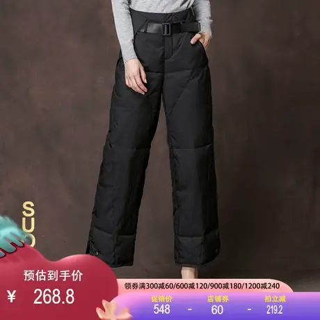 羽绒裤女外穿2023冬装保暖显瘦高腰阔腿裤90白鸭绒百搭直筒裤棉裤商品大图