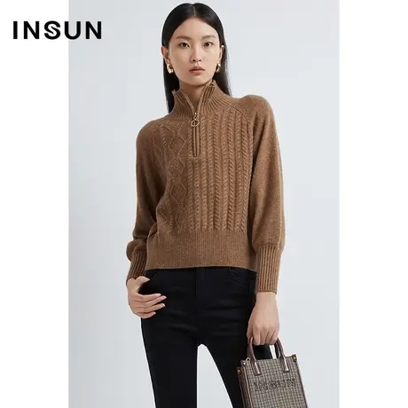 INSUN恩裳奥莱冬季高领牦牛绒美拉德羊毛针织衫商品大图