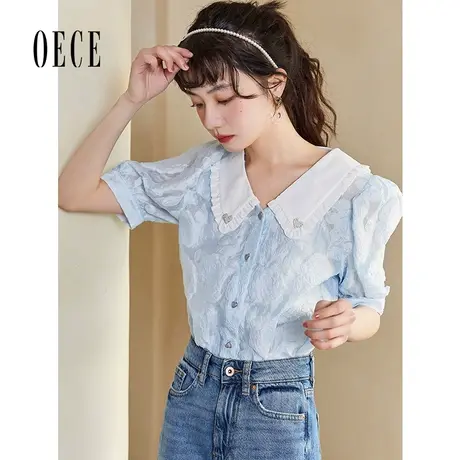 Oece设计感小众衬衫年夏装新款女装春季上衣早春气质法式衬衣图片