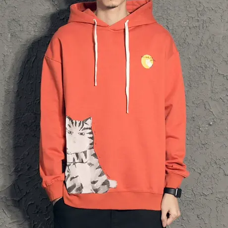 奕飏2020新款卡通小清新连帽卫衣男春秋款 男生青少年潮春装上衣商品大图