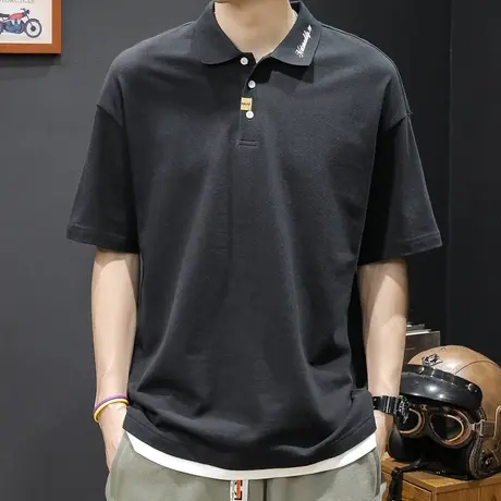 夏季Polo衫男短袖t恤男士半袖潮牌大码新款男装2024重磅体恤青年图片