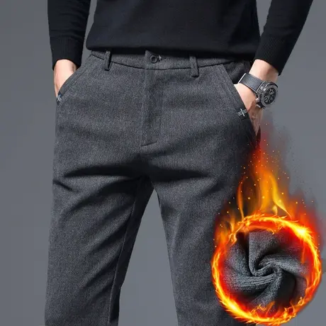 加绒加厚休闲裤男士抓绒加棉裤子保暖秋裤防风抗寒外穿秋冬季西裤商品大图