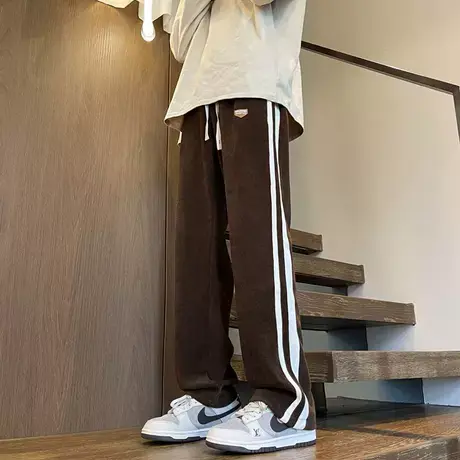 灯芯绒裤子男款秋季新款宽松潮流百搭休闲卫裤美式阔腿裤直筒长裤商品大图