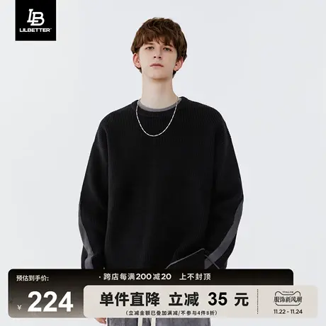 Lilbetter毛衣男秋冬季外套男士圆领线衣宽松长袖针织衫衣服潮牌图片