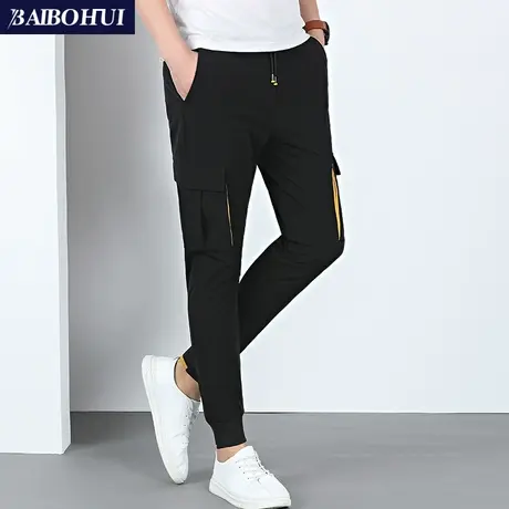 男士运动休闲裤2019夏季新款工装裤男青年弹力束脚裤九分潮男裤子图片