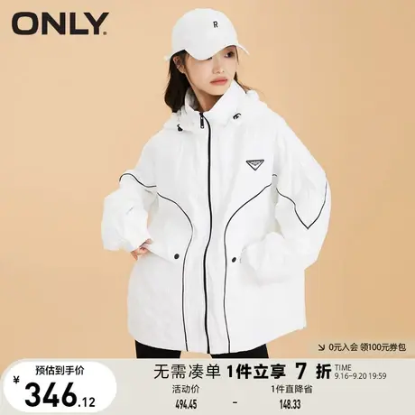 【买4免1】ONLY奥莱连帽拉链抽绳宽松通勤大口袋风衣女商品大图