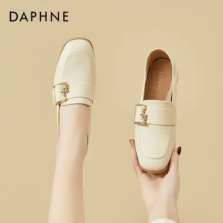 达芙妮乐福鞋女2022春季新款圆头英伦风春秋小众设计单鞋一脚蹬商品大图