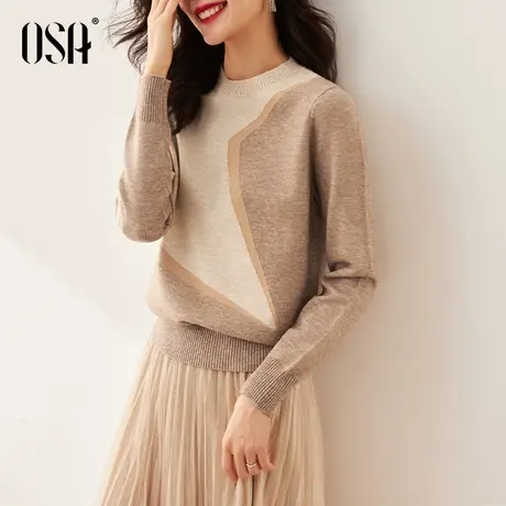 OSA欧莎慵懒风复古套头毛衣女秋冬2022年新款内搭针织衫打底上衣商品大图