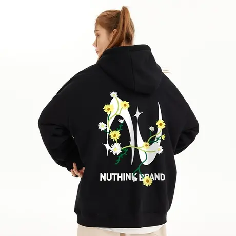 Nuthink日系潮流小雏菊连帽卫衣潮牌男小众设计感大码宽松外套潮图片
