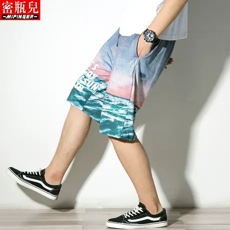 密瓶儿休闲短裤男夏季薄款男士泳裤加肥加大胖子宽松沙滩裤男速干商品大图