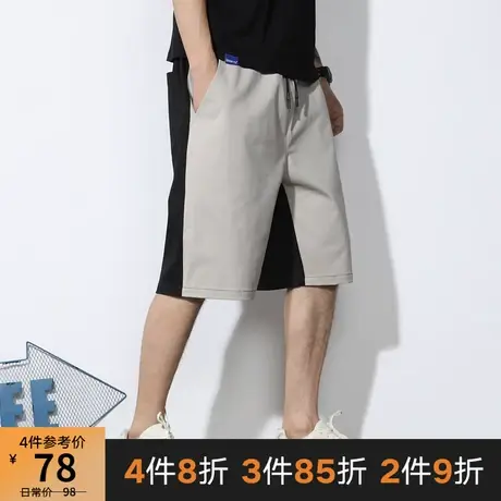 GxxH大码男装潮胖子肥佬五分裤宽松撞色拼接绣花加肥加大休闲短裤商品大图