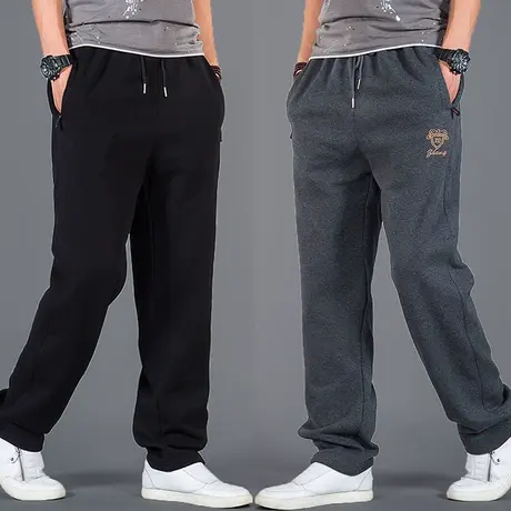 男士运动裤春秋款宽松直筒长裤秋冬厚款中年爸爸裤子男款灰色卫裤商品大图