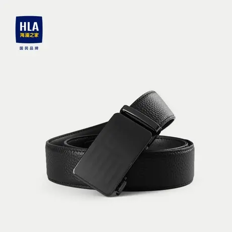 HLA/海澜之家纯色通勤皮带2024新款细腻皮质商务自动扣腰带男商品大图