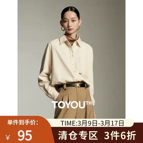 TOYOUTH初语复古灯芯绒衬衫女2023秋季新款宽松休闲慵懒长袖衬衣商品大图