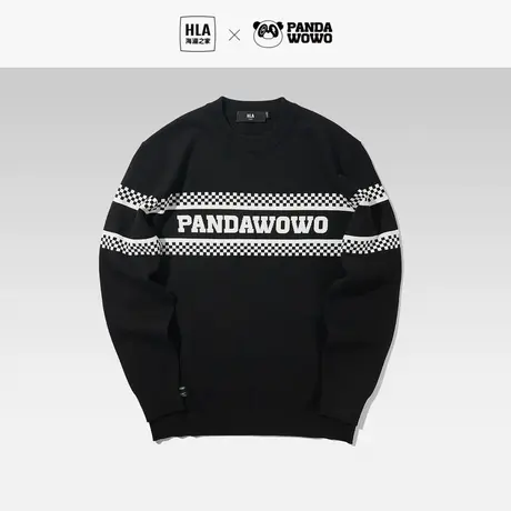 HLA/海澜之家panda wowo熊猫圆领长袖针织衫23秋新款圆领上衣男图片