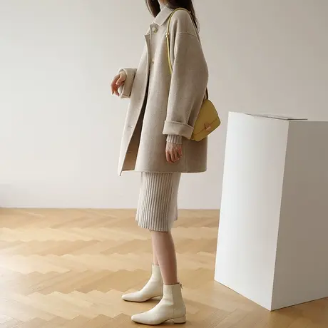 【反季清仓仅369】双面呢大衣女短款毛呢中长款小个子呢子外套女商品大图